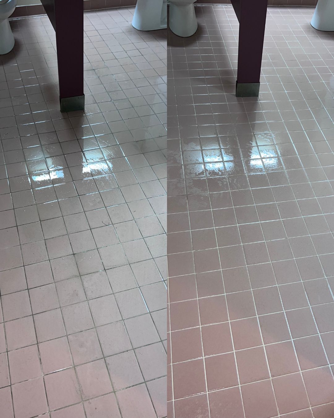 - Elite Carpet, Tile & Grout Clean Side by side comparison of a ceramic tile bathroom floor before and after Elite deep cleaned the grout lines